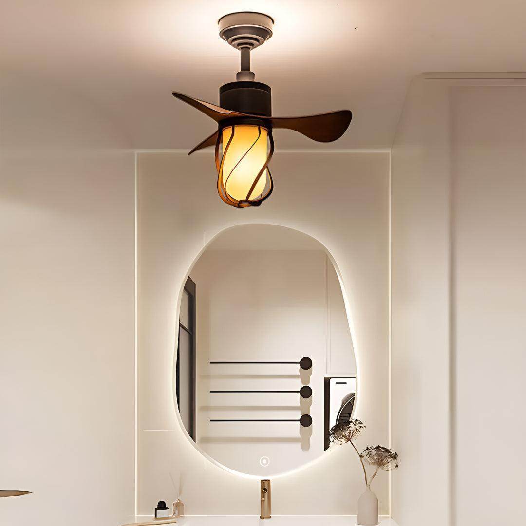 Vintage Enclosed Ceiling Fan With LED Light and Remote Control